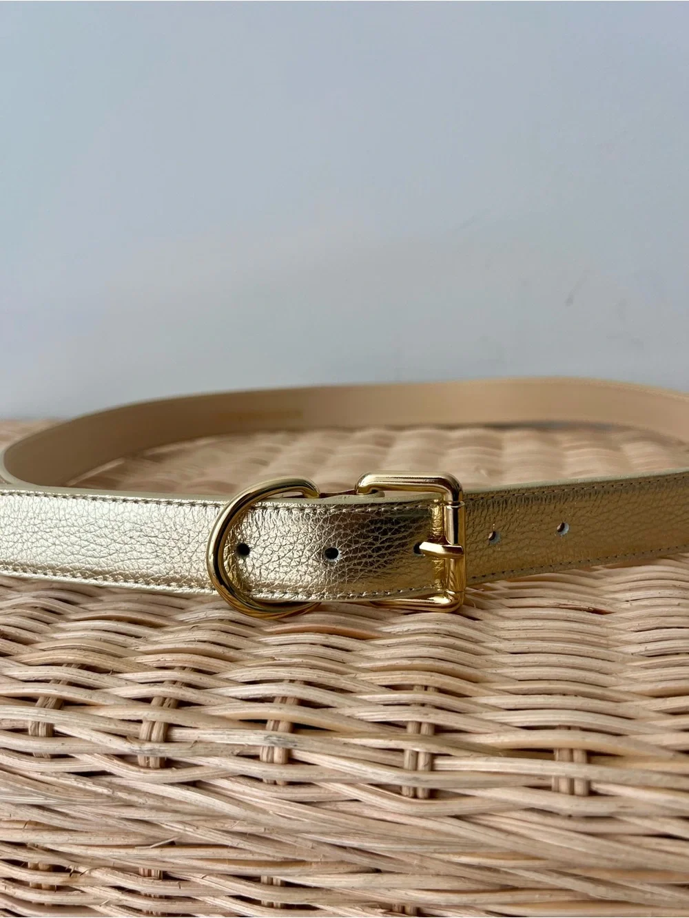 Persaman Made in Italy Metallic Gold Leather Belt NWT Luxury Style